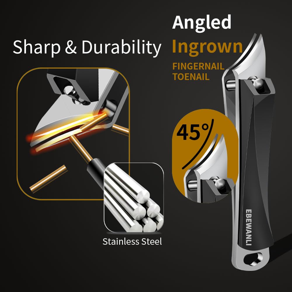 Ingrown Nail Clippers, Slanted Curved Blade Toe Nail Clippers for Ingrown Toenails & Fingernail, Stainless Steel Toenail Clippers Cutter, Angled Nail Clippers for Seniors, Men, Women