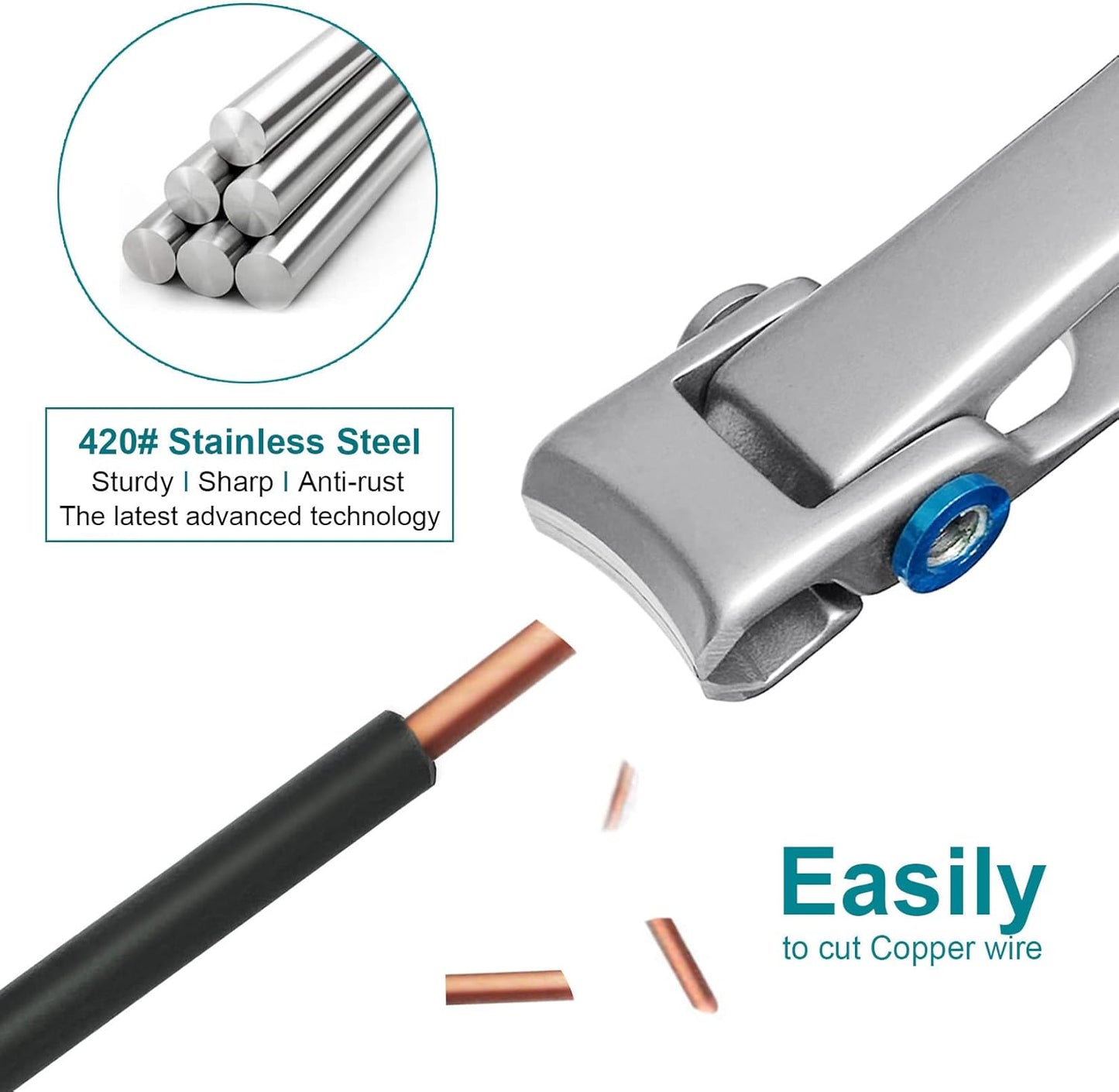 Large and Small Nail Clippers Set, Toenail Clippers for Thick Toenails, Wide Jaw Opening Heavy Duty Stainless Steel Toe Nail Clippers for Seniors, Men & Women