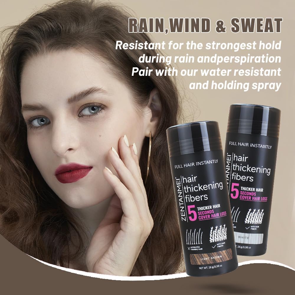 Hair Fibers for Thinning Hair for Women All-Natural Hair Building Fibers 0.98 Oz Hair Volume Powder Bald Spot Cover Up for Men & Women (White)