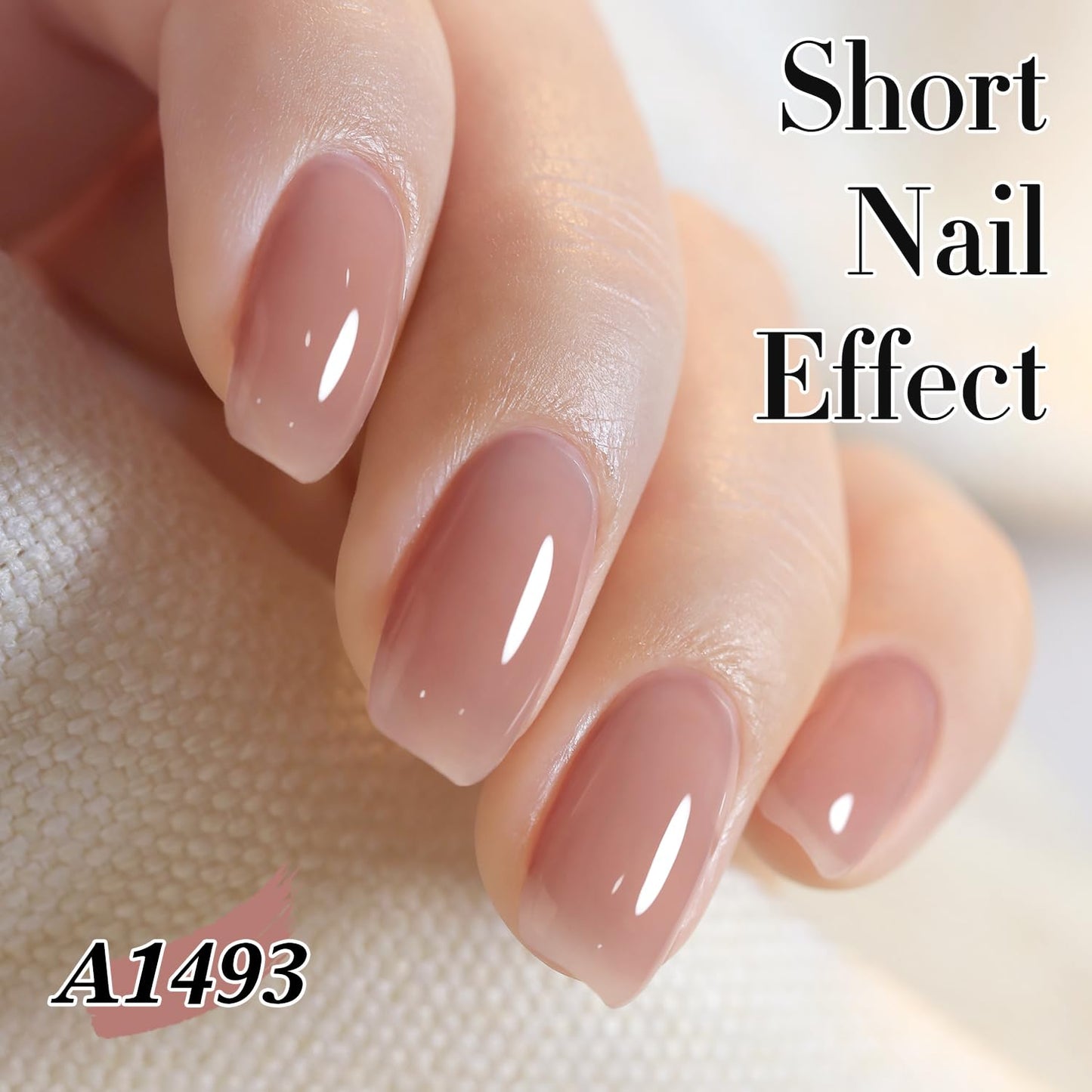 Double Rhythm Translucent Gel Polish Sheer Neutral Natural Light Milky Same Color Same Bottle 15ML Jelly UV Polish Nail Art DIY at Home (Dark Nude-A1493)