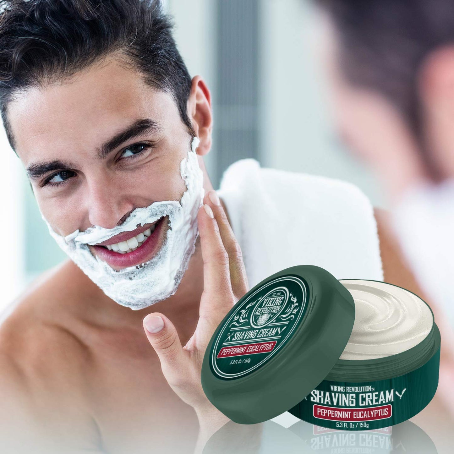 Luxury Shaving Cream Peppermint & Eucalyptus Scent - Soft, Smooth & Silky Shaving Soap - Rich Lather for the Smoothest Shave - 5.3oz