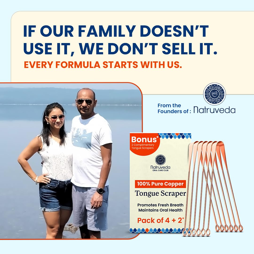 100% Pure Copper Tongue Scraper – Limpiador de Lengua Raspador for Adults & Kids | Metal Tongue Cleaner for Fresh Breath | Reusable Ayurvedic Tongue Scraper | Tongue Cleaning Tool (6 Pack, USA Seller)