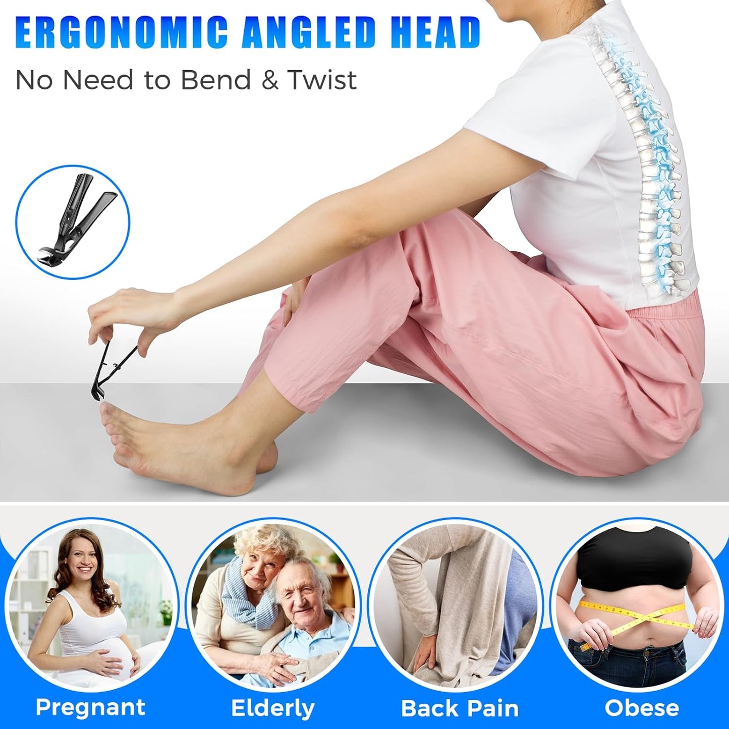 Toenail Clippers for Seniors for Thick Toenails, Heavy Duty Angled Nail Clippers for Seniors with Catcher, Large Toe Nail Clipper Fingernail Cutter for Men with Wide Opening Gifts for Men Dad Him