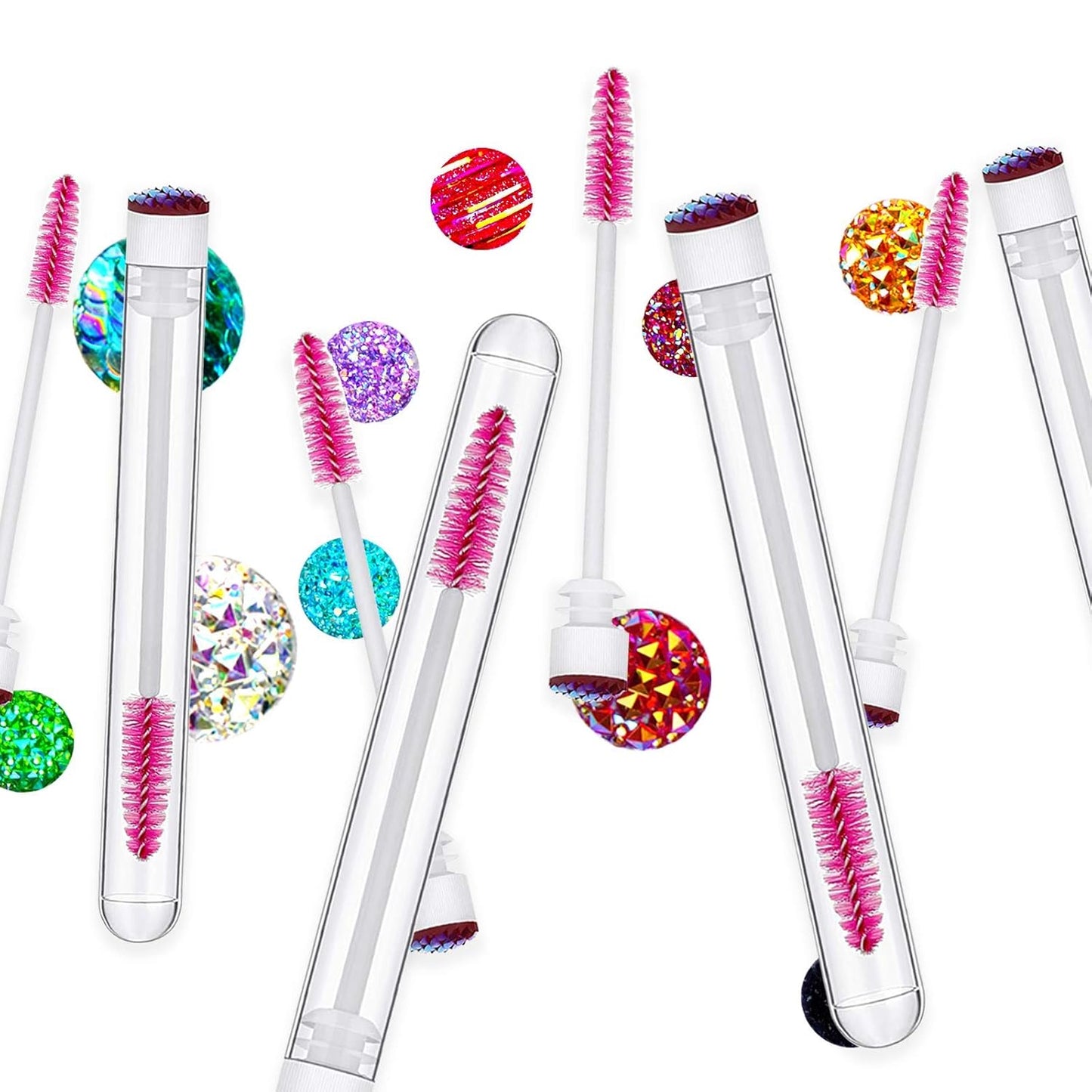 i-Laesh 20 Pcs Lash Brush Eyelash Brushes for Eyelash Extensions Spoolies Cleaning Mascara Wands Tube Diamond Disposable Makeup Tool Applicator Set Sanitary Extension Supplies (Assorted Color)