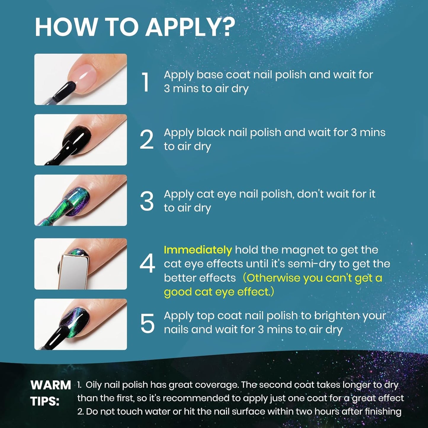 Cat Eye Nail Polish Non Gel with Magnet Quick Dry Cateye Magnetic Nail Polish for Fingernail Air Drying Fast Lacquer Manicure Gift For Women Girls 16ml, 0.54fl oz