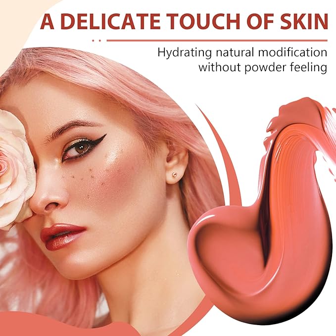 Blush Beauty Wand, Matte Face Blush with Cushion Applicator, Natural Silky Smooth Creamy Liquid Blush Wand, Lightweight Blendable Blush Stick for Cheek, Cruelty-free (Soft Rose)