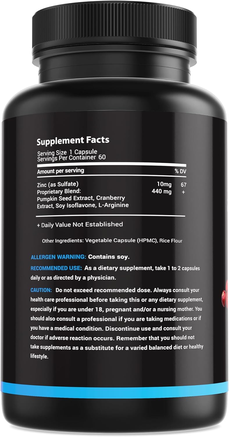 Bladder Control Supplement - Overactive Bladder Control Pills - Potent Blend of Pumpkin Seed Oil, Cranberry Extract & Vitamin D3 - Urinary Tract Infection Treatment for Women & Men - 60Ct