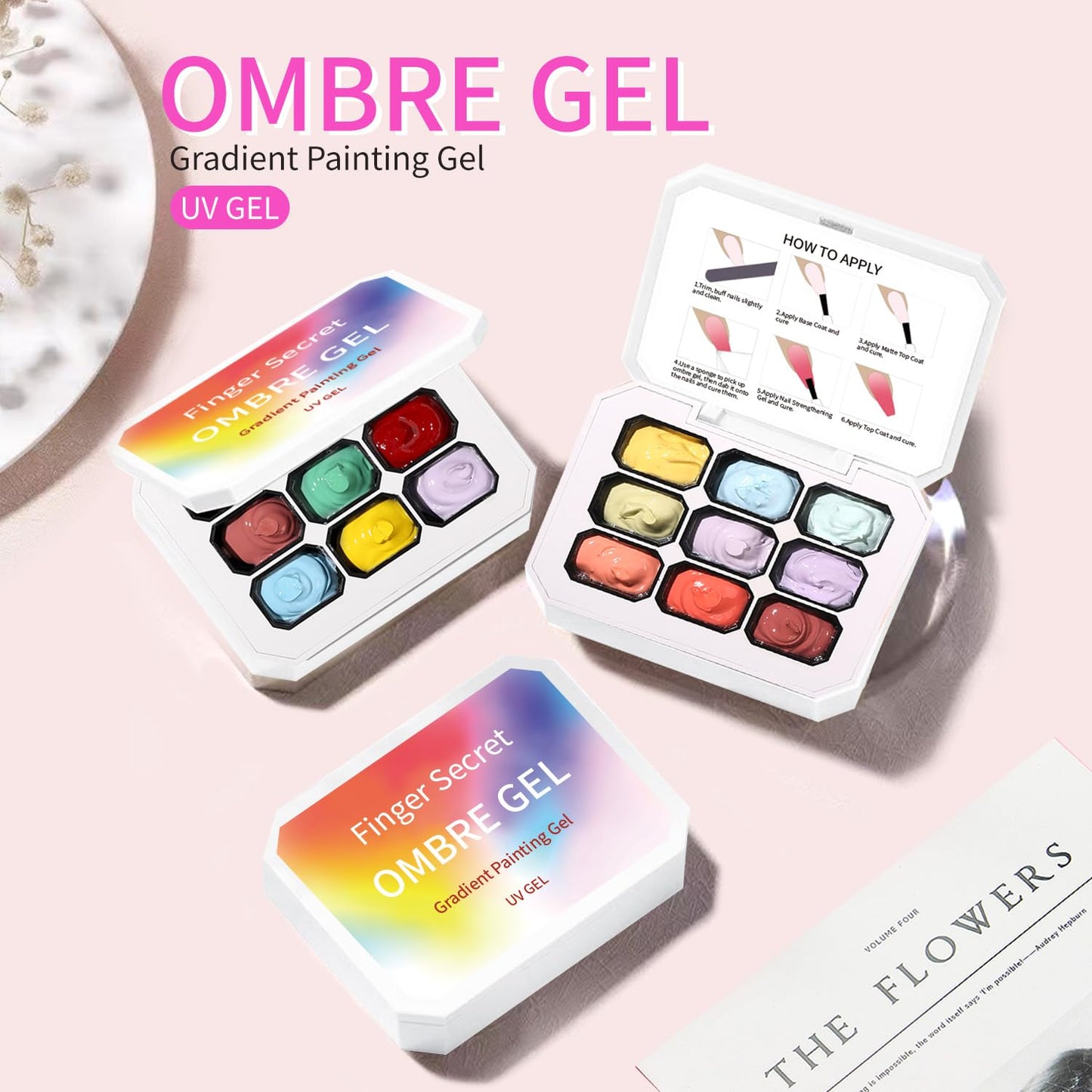 Ombre Gel Polish Nail Sponges for Ombre 9 Series Colorful Blush Effect Gradient painting gel ombre & pat paint for nails Multistyle French Manicure Nail Art DIY Home (A6, 1)