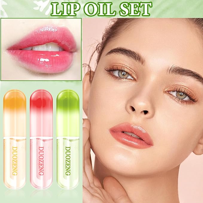 Lip Plumper Set,Lip Plumper Oil Gloss Moisturizing Lip Plumper Lip Care Serum,Hydrating Plump Gloss Reduce Fine Lines,Lip Plumper for Day & Night Use Set C（3Pcs）
