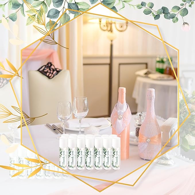 Demissle 40 Pcs Lip Balms with Jasmine Scent and Green Leaves - Moisturizing Gift for Wedding, Baby Shower, Gender Reveal Party