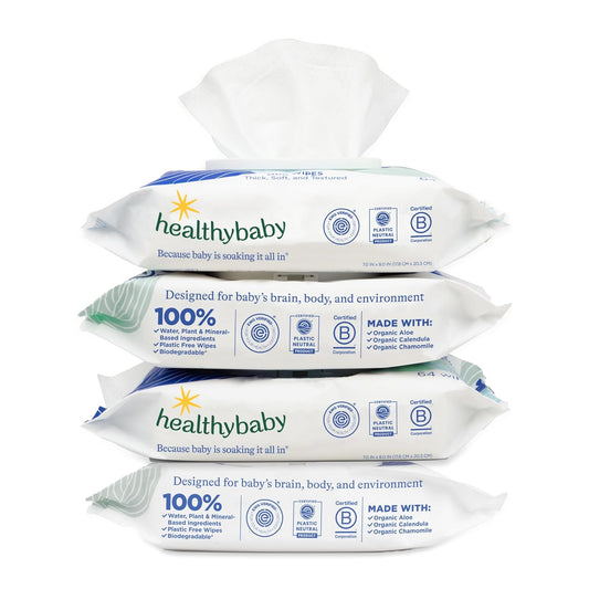 Our Wet Wipes | EWG Verified Safe | 100% Water & Plant Based | Unscented & Safe for Sensitive Skin | Fragrance Free and Totally Chlorine Free (4 packs, 256 wipes)