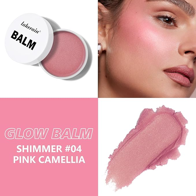 KYDA Miracle Glow Balm, Glow Tinted Blush Balm, Multiuse Face Balm for Cheek Lips Eyes, Hydrating Cream Blush, Blendable Lightweight, Shimmer Blusher, Pink Camellia, 1.76 oz