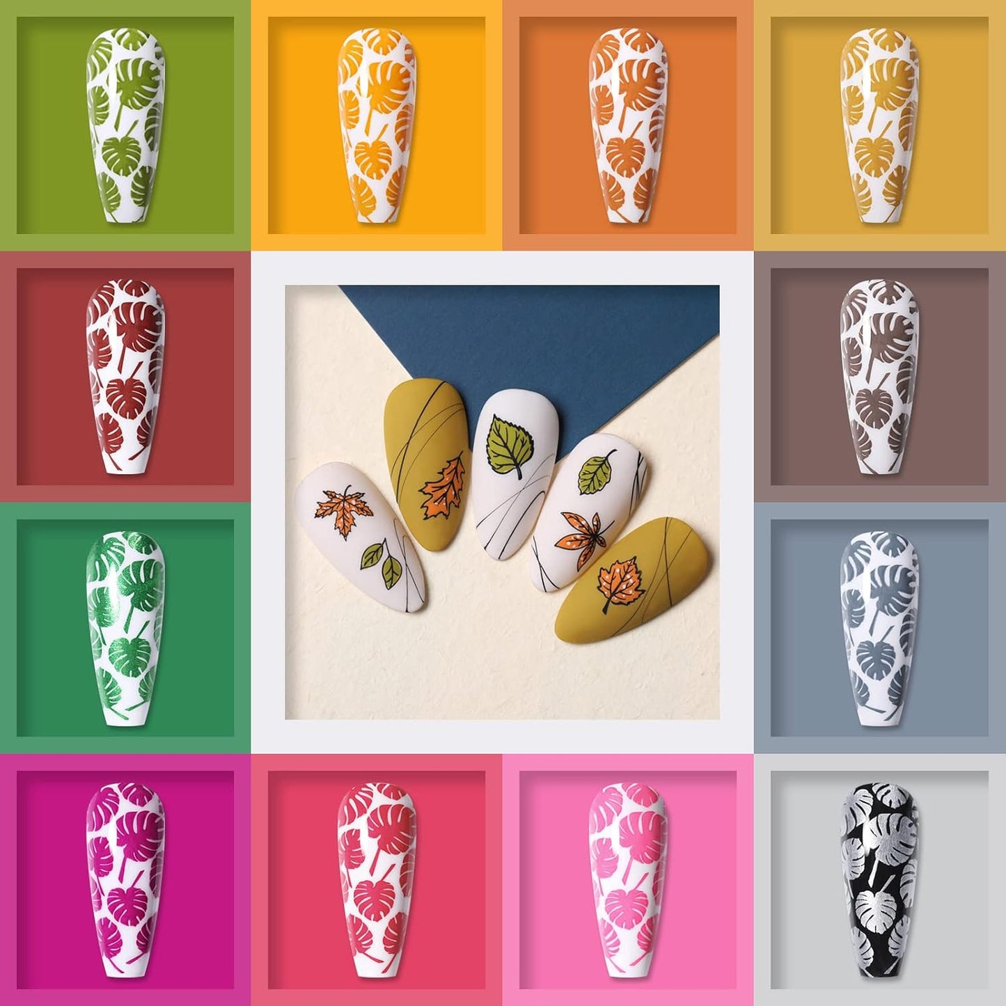 BORN PRETTY Stamping Nail Polish 12Colors Fall Winter Stamping Polish Set for Stamp Nails