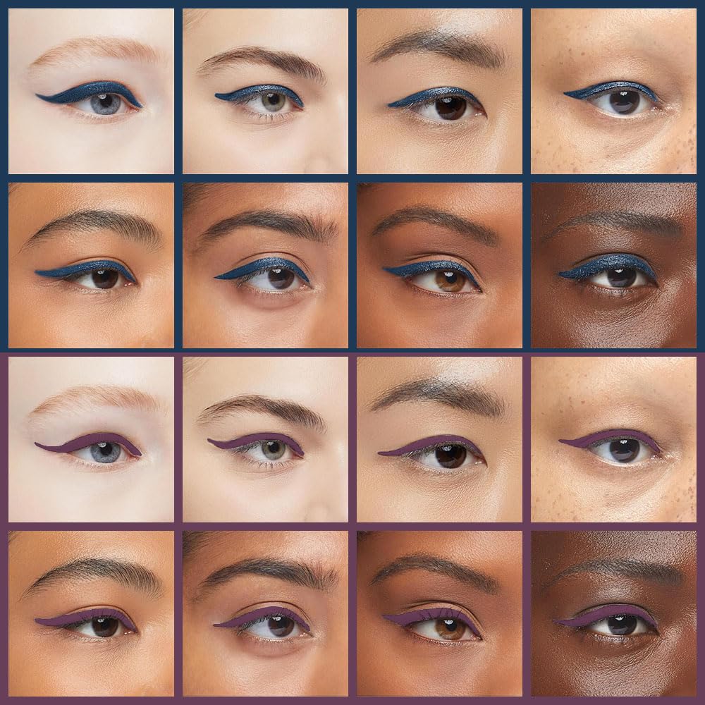 Kaely 2Pcs Dark Blue Purple Gel Eyeliner Pencils Set,Waterproof Color Colored Eye Liner Crayon,Cat Eye Stencil Gothic Halloween Makeup,Face Paint Eye Black Stick,delineadores de colores para ojos