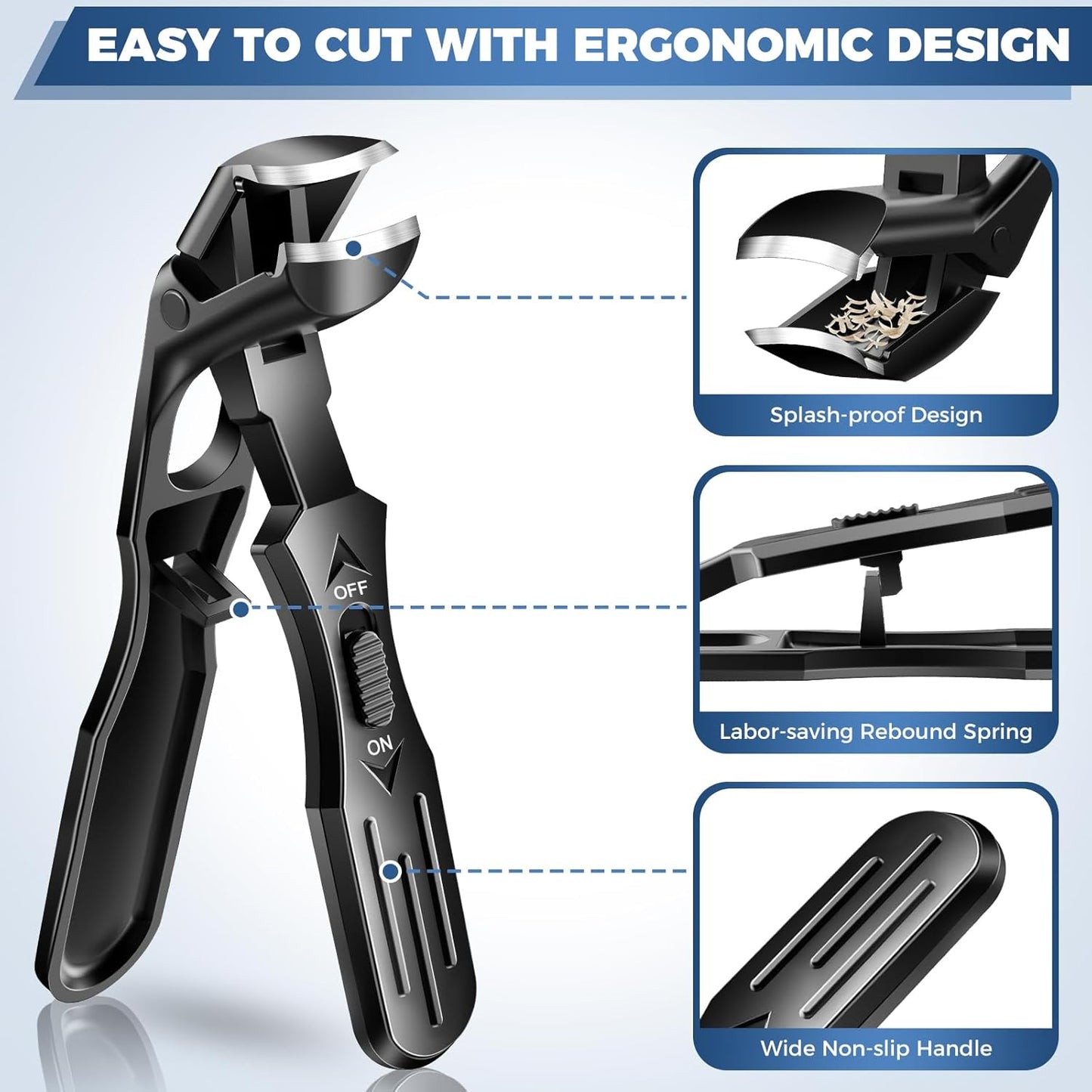 Toenail Clippers for Seniors Thick Toenails, Upgrade Angled Nail Clipper for Seniors, Toe Nail Clippers for Men with Wide Jaw Opening, Sharp Heavy Duty Fingernail Clipper Cutter with Catcher