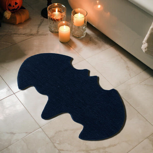 Halloween Bathroom Rug, Bat Bath Mat Super Absorbant Bathroom Rugs Non-Slip Washable Gothic Bat Shaped Floor Mat Halloween Decor, 20''x30'', Black
