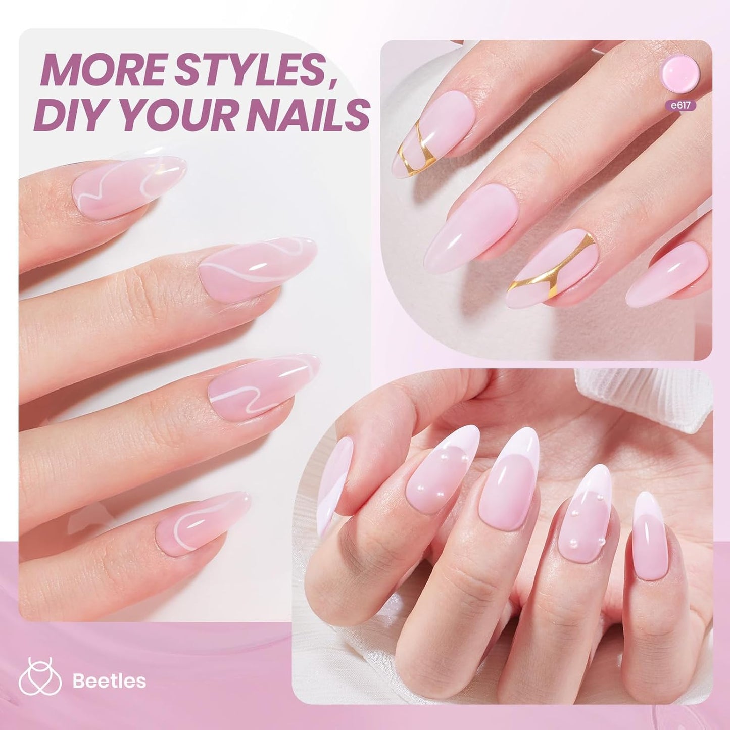 Beetles Nude Gel Nail Polish - 15ml Nude Purple Jelly Gel Polish Neutral Nail Polish Nail Concealer Sheer Translucent Effect Soak Off UV French Nail Art Manicure Salon DIY Gifts for Women