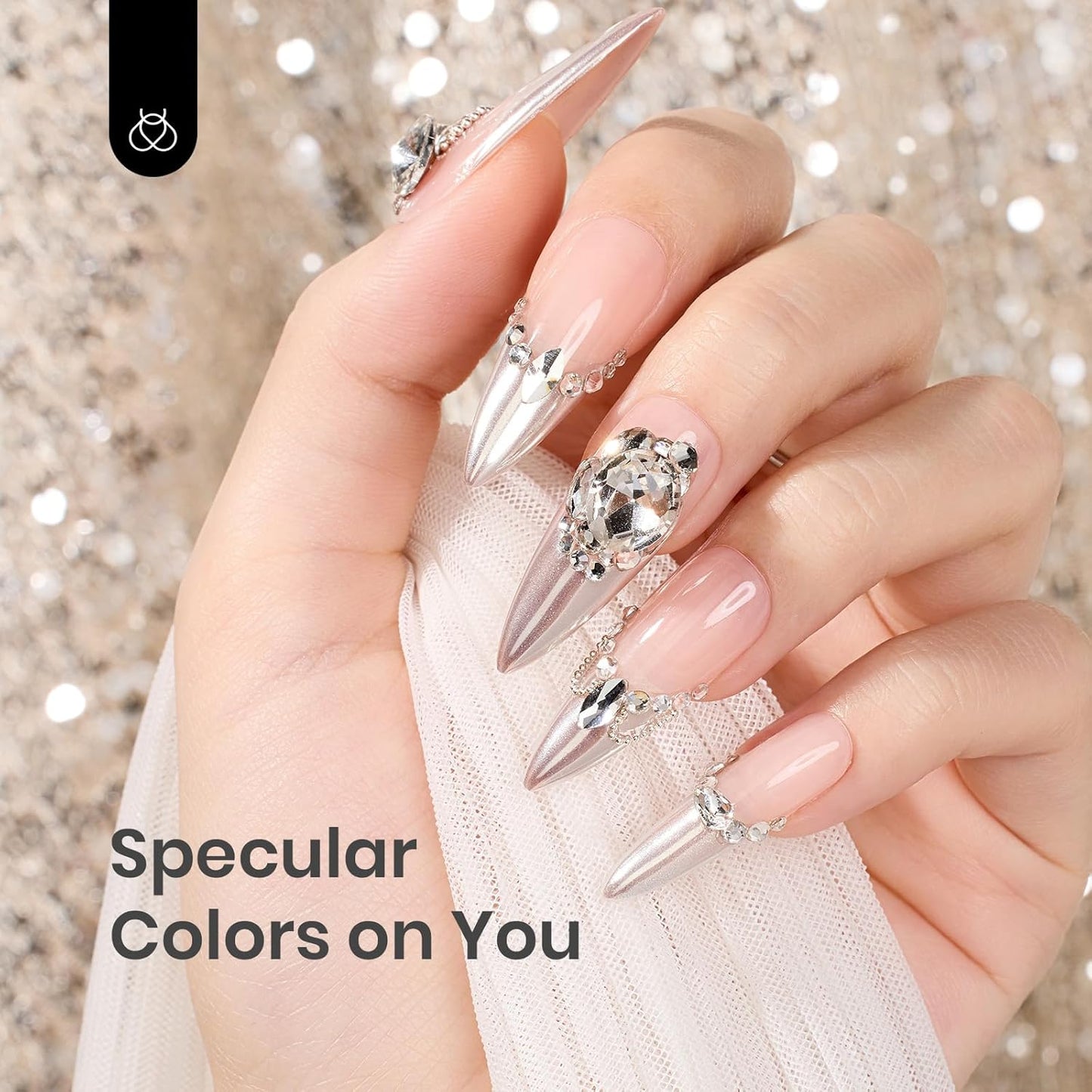 Beetles Silver Aurora Chrome Nail Powder Pearl Mirror Effect 1g Chrome Powder for Gel Nail Polish Silver Manicure Crome Nails Glazed Nails Art Design Gift for Women