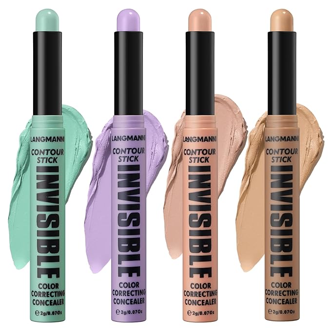 Jolilab 4 Color Contour Stick Concealer Stick Cream Palette Contour Multifunctional Contouring Makeup Kit for Face Highlighter Makeup Stick Set Long Lasting & Waterproof(02+03+04+06, 1)