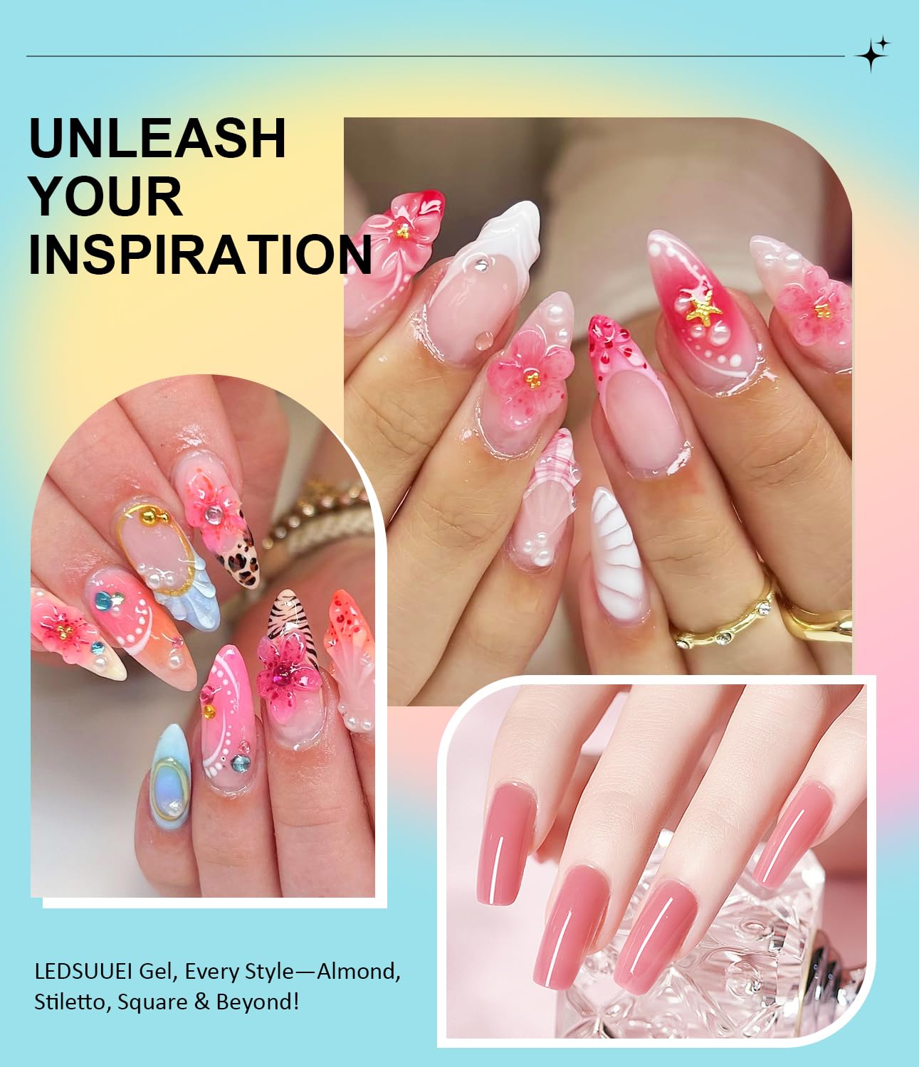 Solid Builder Gel for Nails LEDSUUEI - 2 Color Nude Pink 3D Nail Gel Sculpting Non-Sticky Hand Carving Glue Extension for Manicure Salon Home Decoration DIY 20g