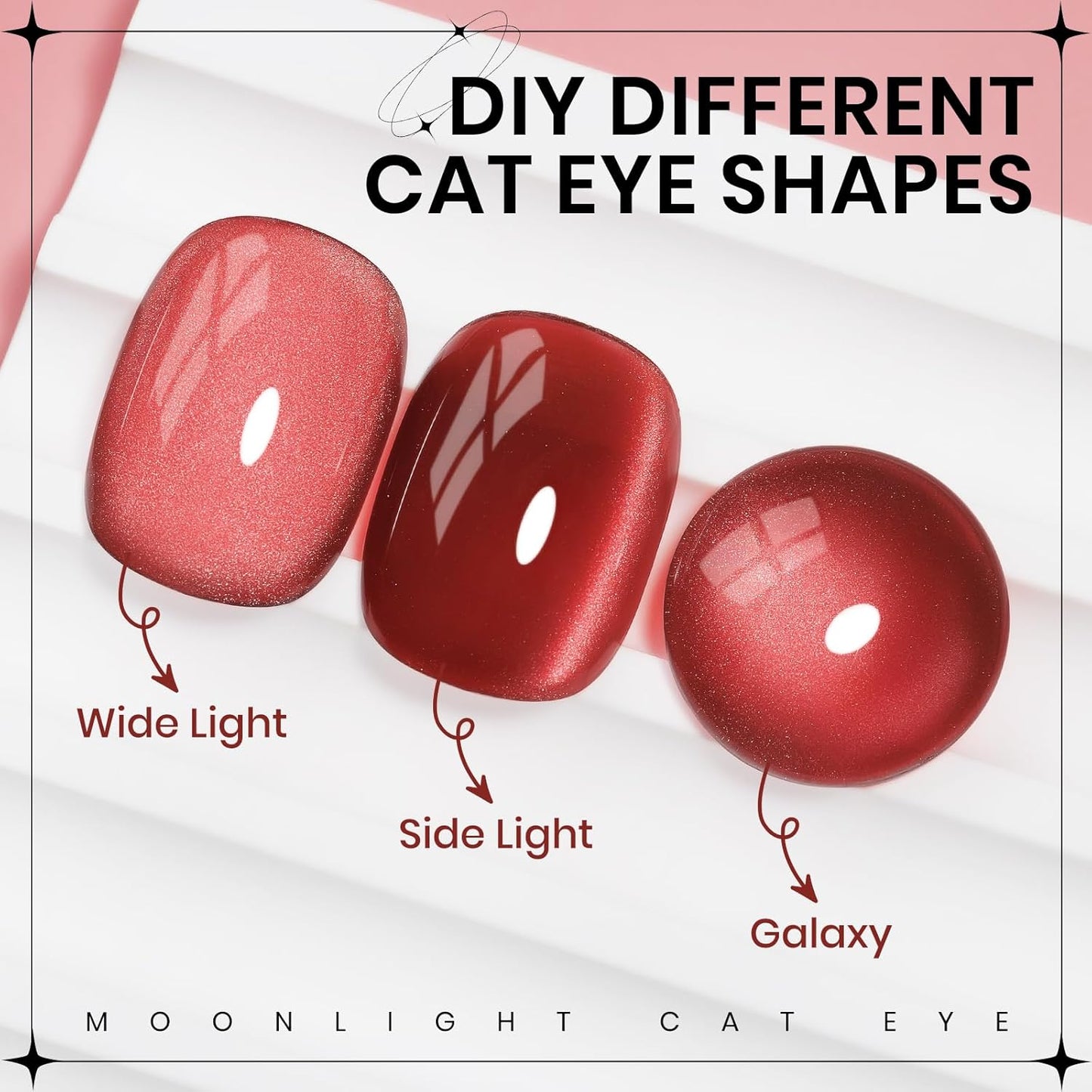 Red Cat Eye Gel Nail Polish, 15ML Jelly Glass Cateye Gel Polish with Magnet Moonlight Shimmer Glitter Magnetic Nail Polish Soak Off Salon DIY at Home