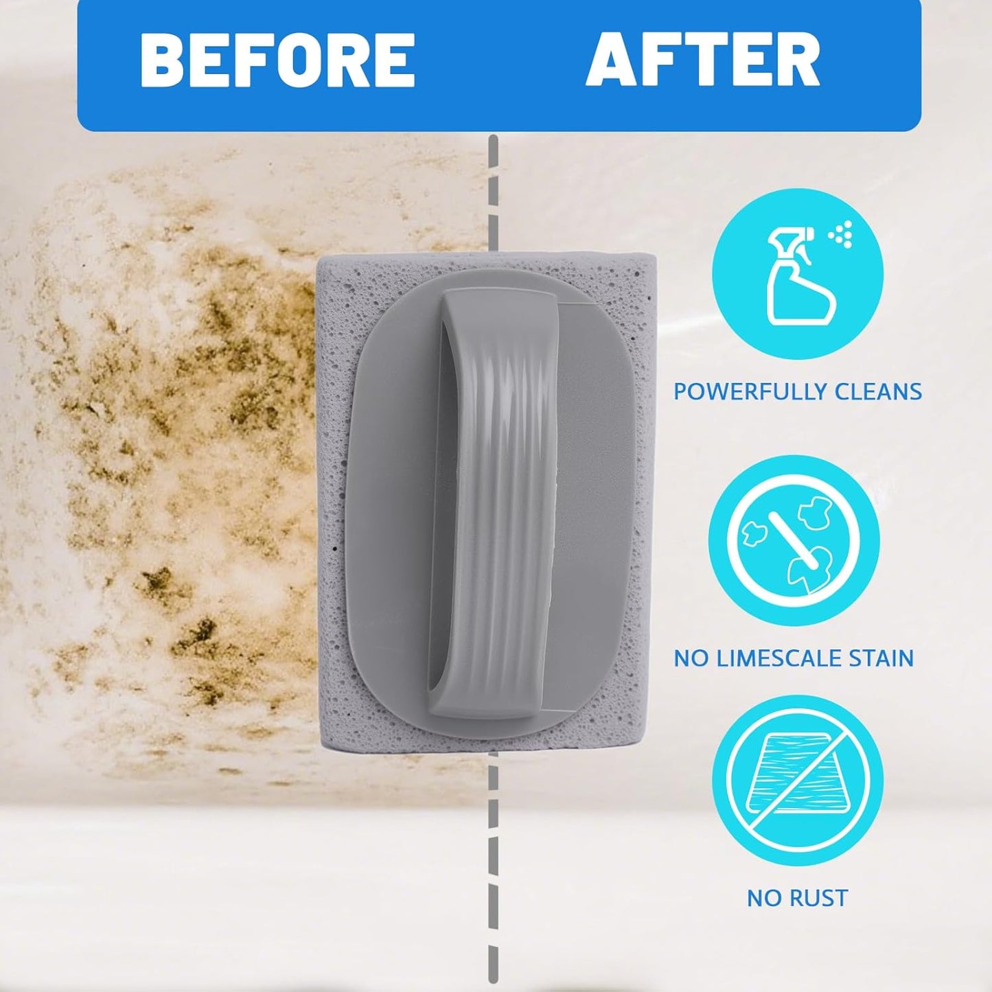 6Pcs Pumice Stone for Cleaning, Pumice Stone for Pool Tile Cleaning Pumice Stone Cleaner Brush with Handle, Pumice Cleaning Stones Scouring Stick Hard Water for Bathtubs Grills Swimming Pools