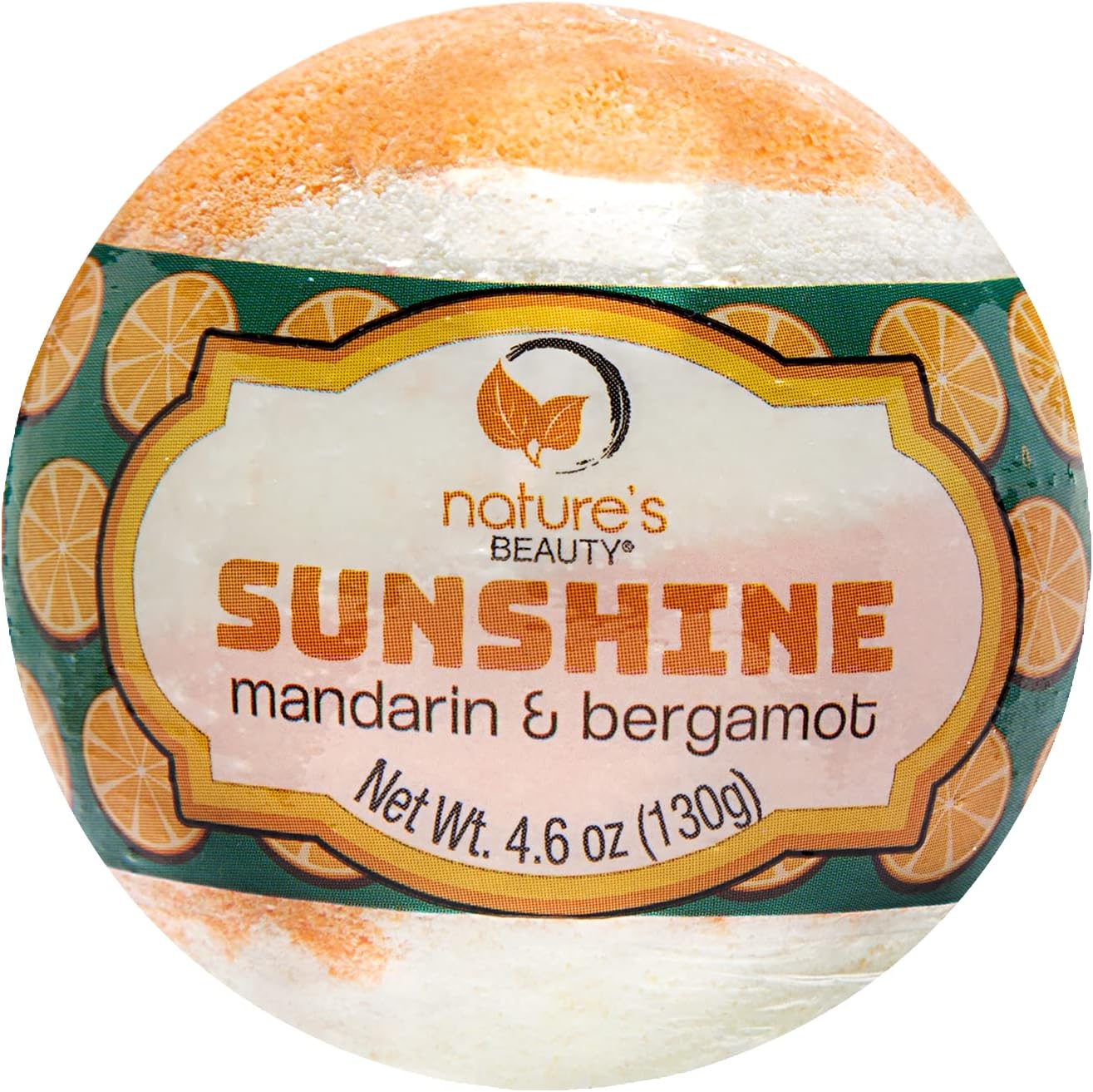 Nature's Beauty Sunshine Mandarin & Bergamot Bath Bomb Multi-Pack - Natural Hand Crafted, Non-Staining, Luxury Fizzy Spa Bomb, Nourishe Dry Skin, Made w/Coconut Oil + VIT. E, 4.6oz (4 Pack)