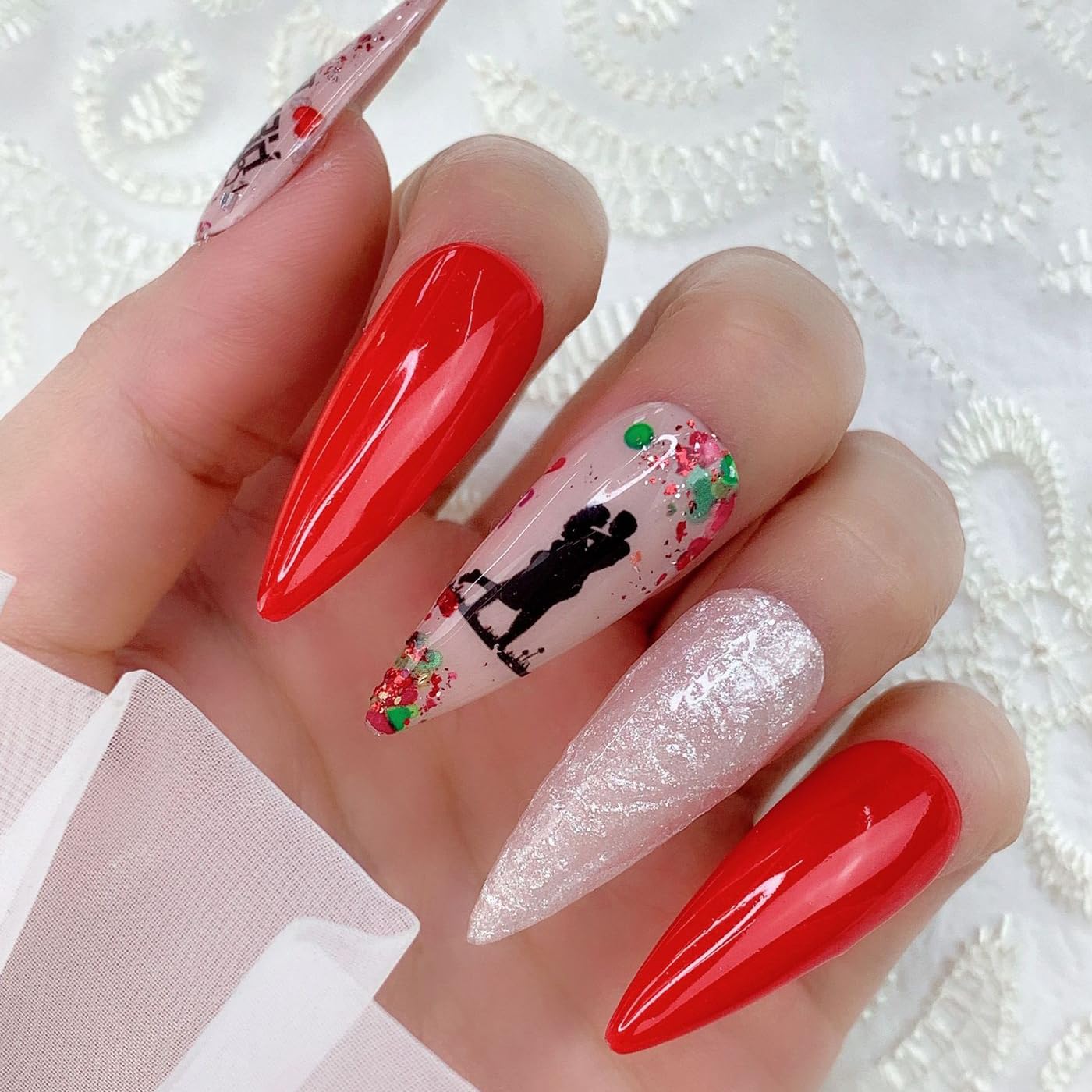 Valentine's Day Love Heart Nail Foil Transfer Stickers Nail Art Supplies Foil Transfers 10pcs Flowers Starry Sky Nail Decals Manicure Tips Wraps Nail Art for Women Fingernails and Toenails DIY Decor