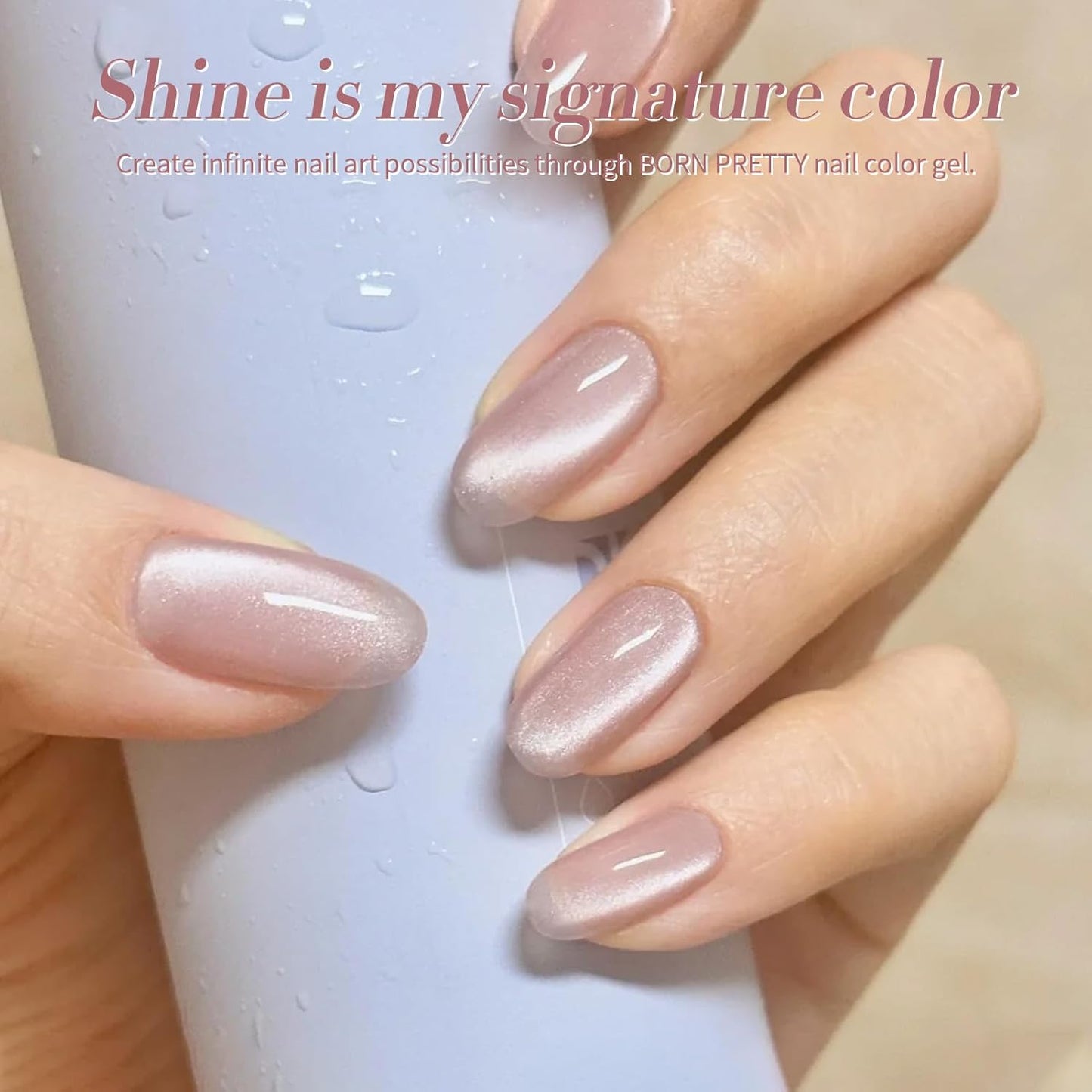 Born Pretty Pink Cat Magnetic Eye Gel Nail Polish, Translucent Milky Pink Cat Magnetic Gel, Jelly Glitter Off Nail Art Salon Manicure Home Gift 15ml