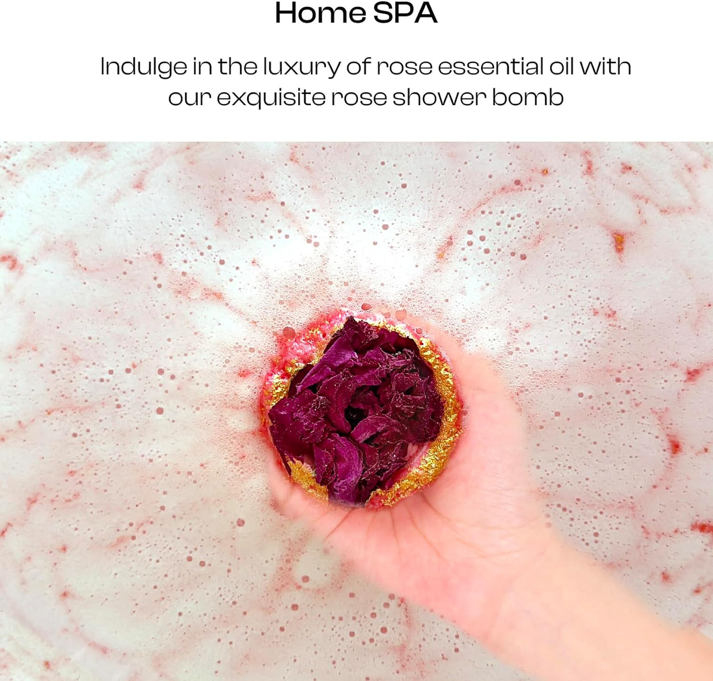 Bath Bombs for Women, Gift Set of 6 Fizzies Luxury Large Size with Real Flowers and Natural Organic Essential Oil, Self Care Gifts for Women, Mon, Daughter, Girlfriend, Kids,Pack of 6 (Rose)