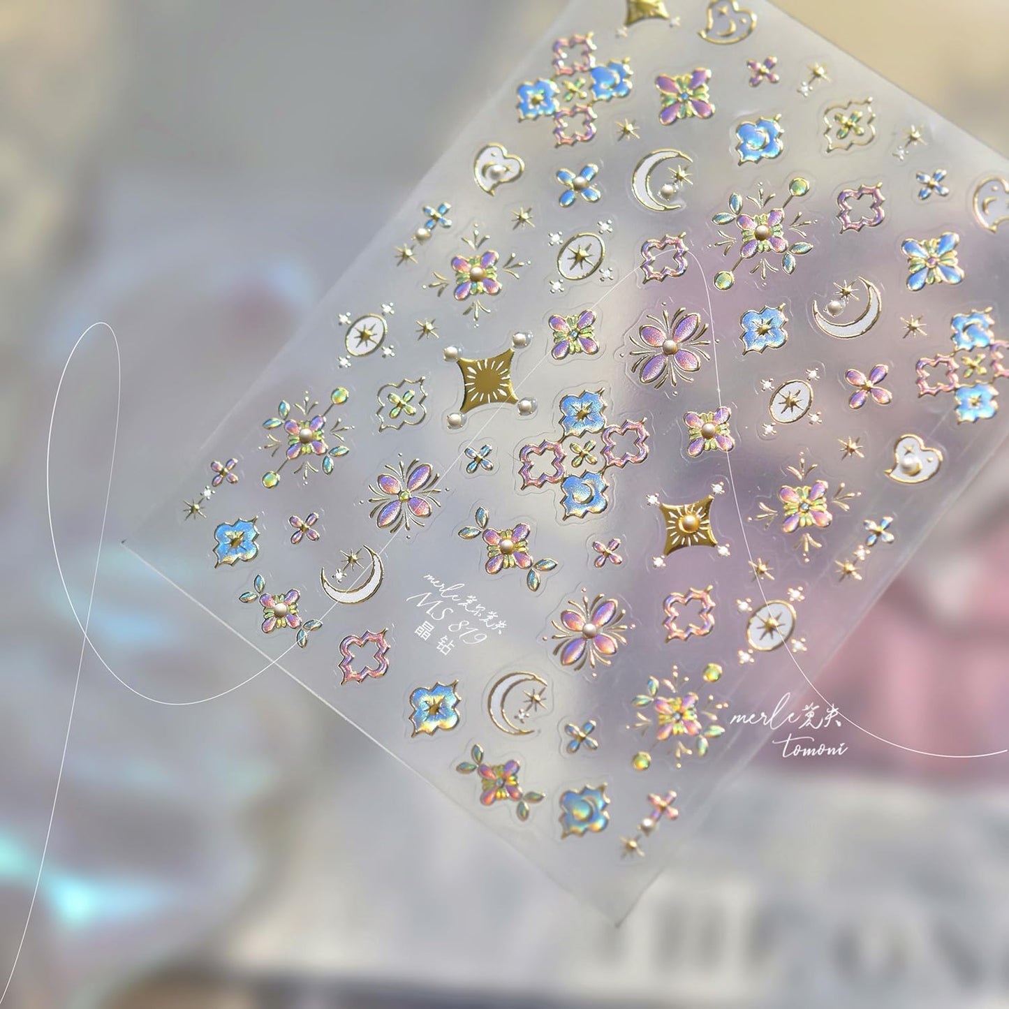 Flower Nail Stickers for Nail Art Flowers Nail Art Stickers Cute Floral Star Crystal Diamond Style 5D Embossed Nail Decals Self-Adhesive Nails Supply Manicure Sliders for Nails Decoration