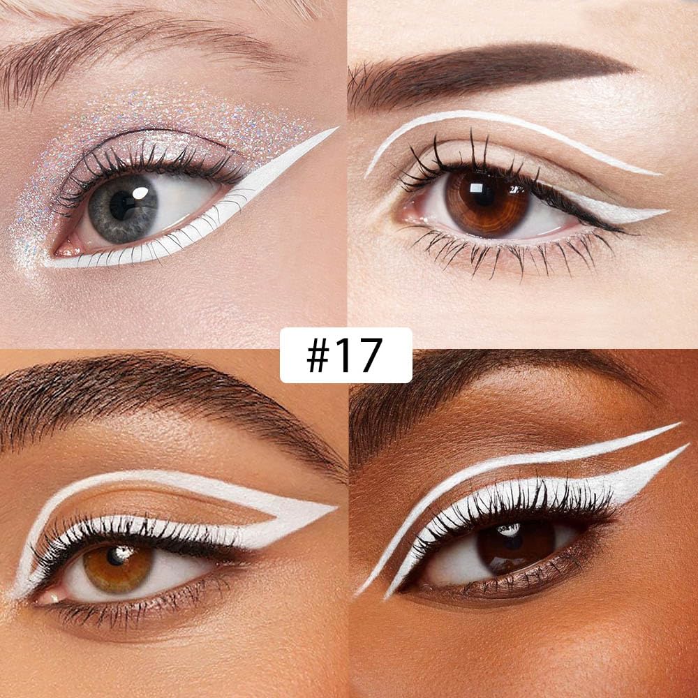 evpct 1Pcs White Liquid Eyeliner Makeup Waterproof White Eye Liners for Women, Eyes Wing Eyeliner Stamps Shapes Colored Eyeliner delineador de ojos a prueba de agua contra el agua blanco para ojos