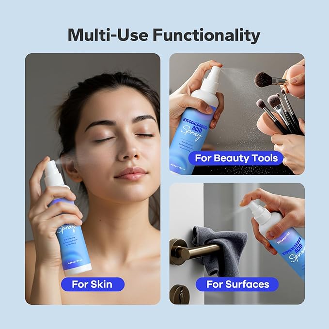 Hypochlorous Acid Spray (8.45 Fl Oz), Facial Spray for Skin Cleansing & Soothing, Hypoallergenic HOCL Sprays for Face & Eyes, All-Purpose Cleaner for Sensitive Skin Care