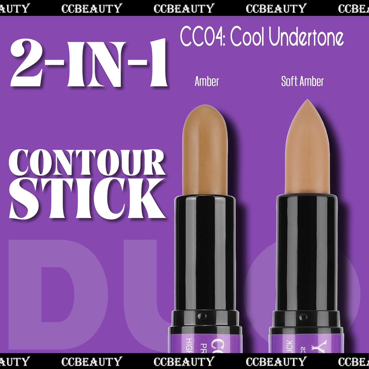 CCbeauty 2pcs 2-IN-1 Matte Contour Concealer Stick Cool Tone with Blush,Cream Blendable Bronzer & Blusher for Cheeks & Lip,Long Lasting & Waterproof Contouring for Face Shaping Makeup,AMBER/SOFT AMBER