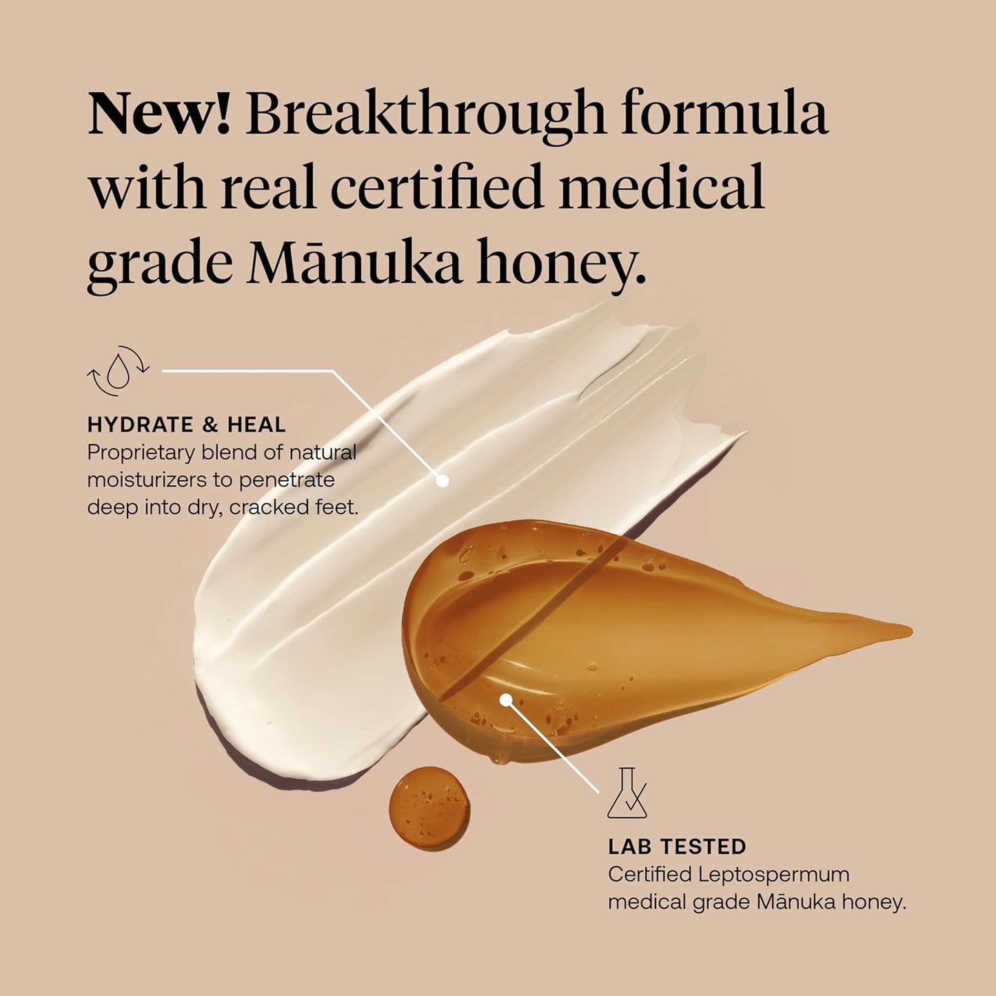 FIRST HONEY Advanced Foot Repair Cream for Dry, Cracked Skin, Ultra-Hydrating with New Zealand Manuka Honey, Fast Relief for Feet, Cracked Heel Treatment, Callus Remover