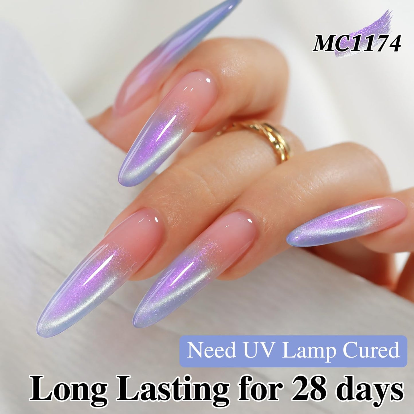 Double Rhythm 0.5 Oz Cat Eye Gel Polish with Magnet Same Color Same Bottle Holographic Glitter Shimmer Translucent Color Salon 15 ML Magnetic Nail Art (Mermaid Blue-MC1174)