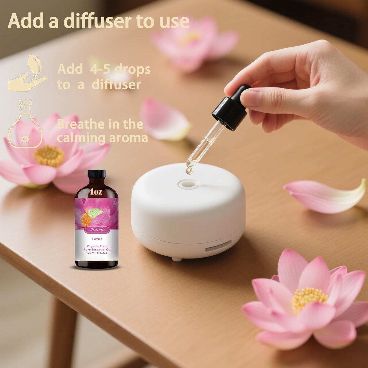 Lotus Fragrance Oil-Lotus Essential Oil 4.33oz (130ml)-100% Pure Natural Scent for Diffusers, Candles, Soap Making & Aromatherapy-Relaxing Home & Gift Essential Oil for Bath, Massage