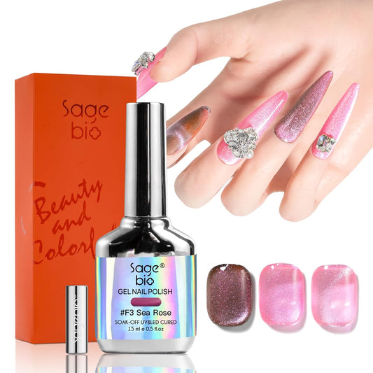 Cat Eye Gel Nail Polish, 15ml Magnetic Gel, High-Gloss Finish, Long-Lasting, DIY Manicure Kit with Magnet Stick, Stunning 3D Magnetic Effect, 02