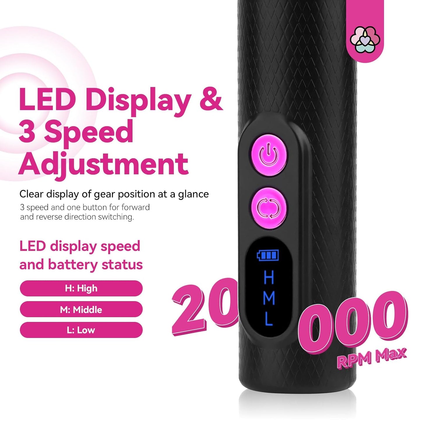 SAVILAND Electric Nail Drill Professional: 20000RPM Cordless Electric Nail File with Base Rechargeable Nail Drill for Gel Acrylic Nails Remove Polish Manicure Pedicure Salon at Home