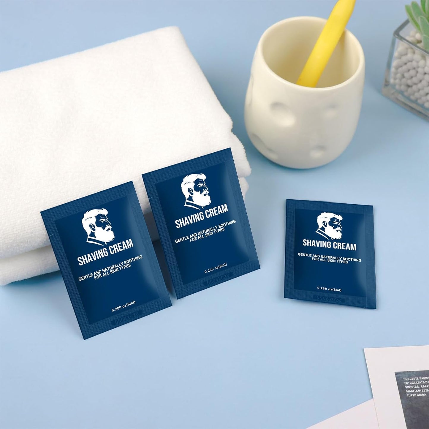 Shaving Cream Bulk Travel,8ml/0.28 oz Travel Shave Cream Disposable Shaving Cream in Bulk for Hotel Homeless （Jasmine，pack of 200)