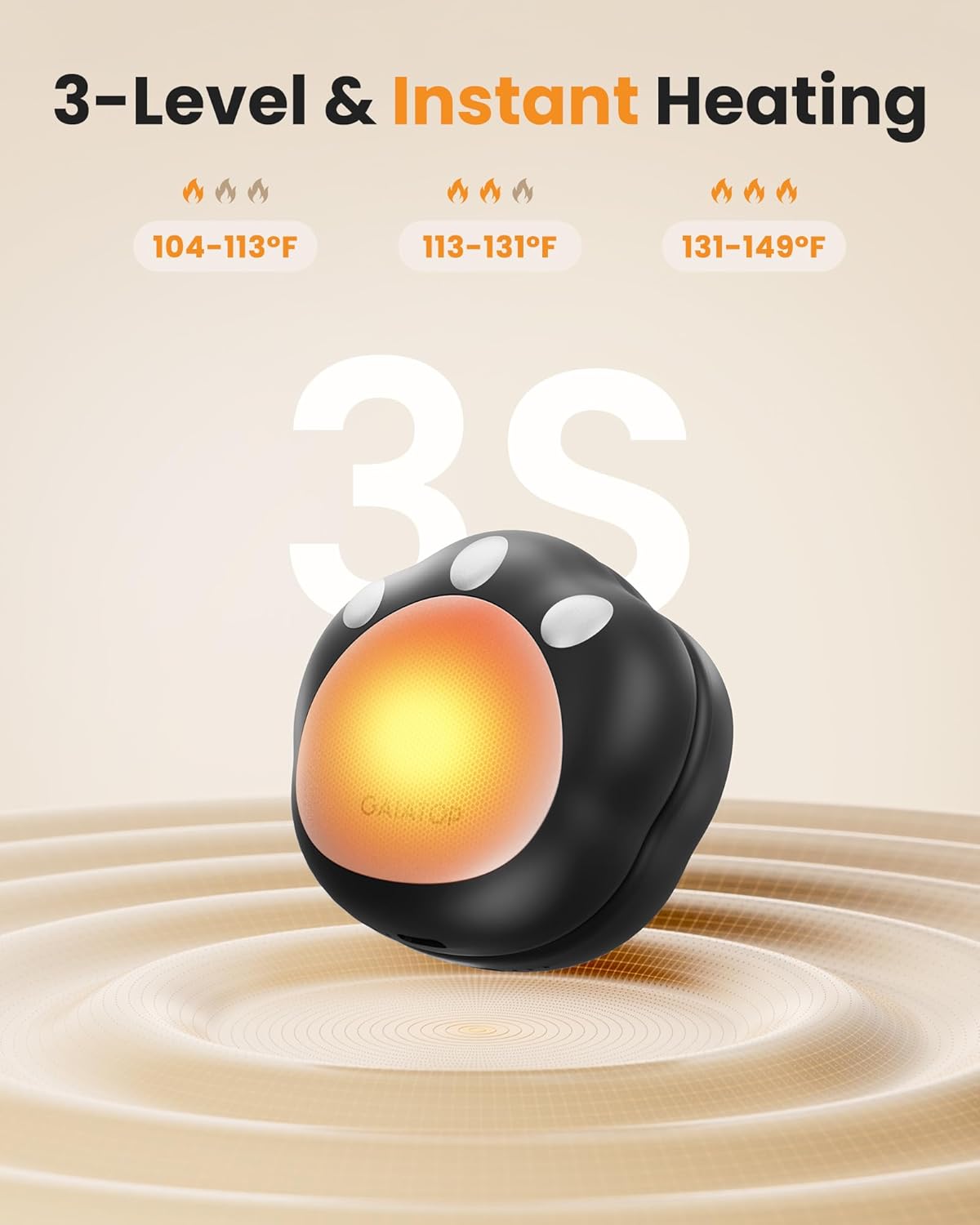 Gaiatop Hand Warmers Rechargeable, 2 Pack Cute Cat Paw Design 3 Levels Magnetic Electric Pocket Heater, Reusable Portable Hot Hands Gifts for Women Men Cat Lover