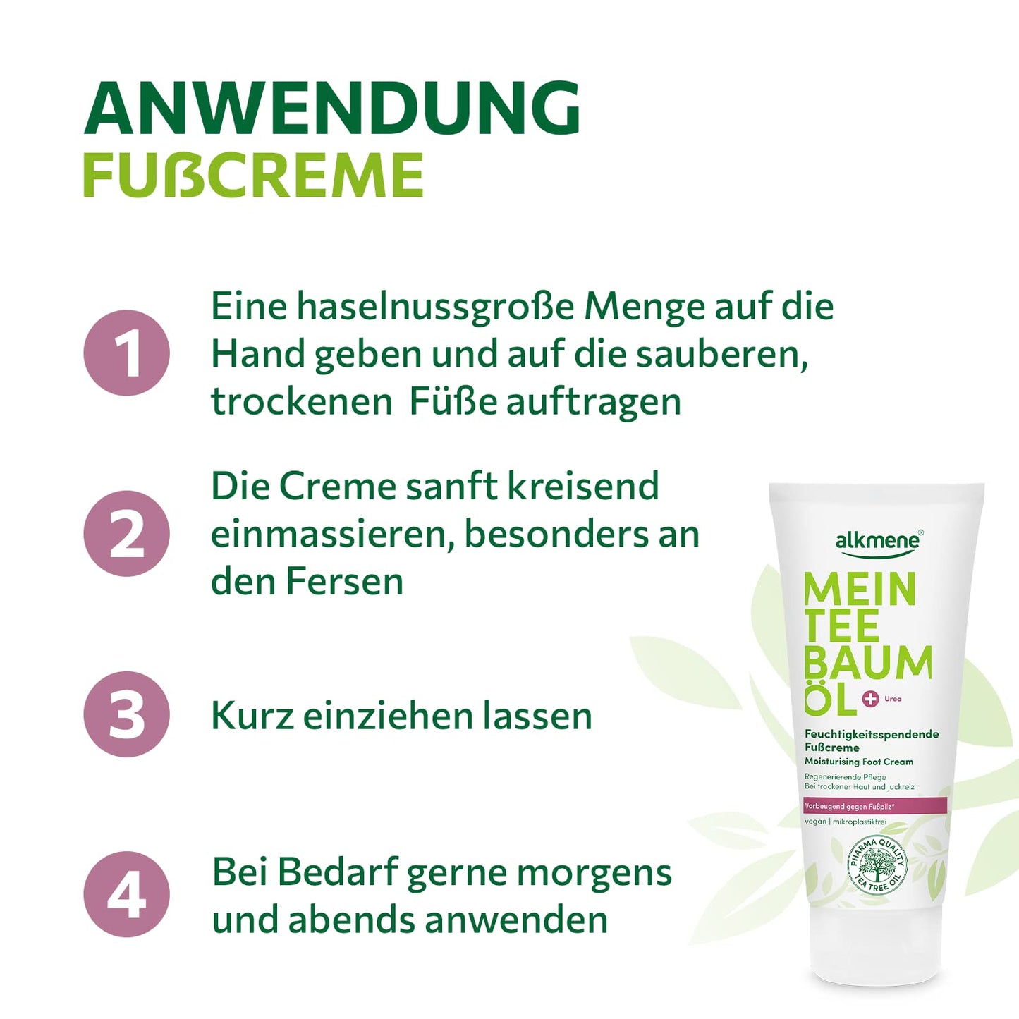 Intensive Foot Repair Cream, Feet Cream with Tea Tree Oil, Vegan and Paraben-Free Foot and Heel Cream for Rough, Dry and Cracked Feet, Soothes and Deodorizes, 100 ml