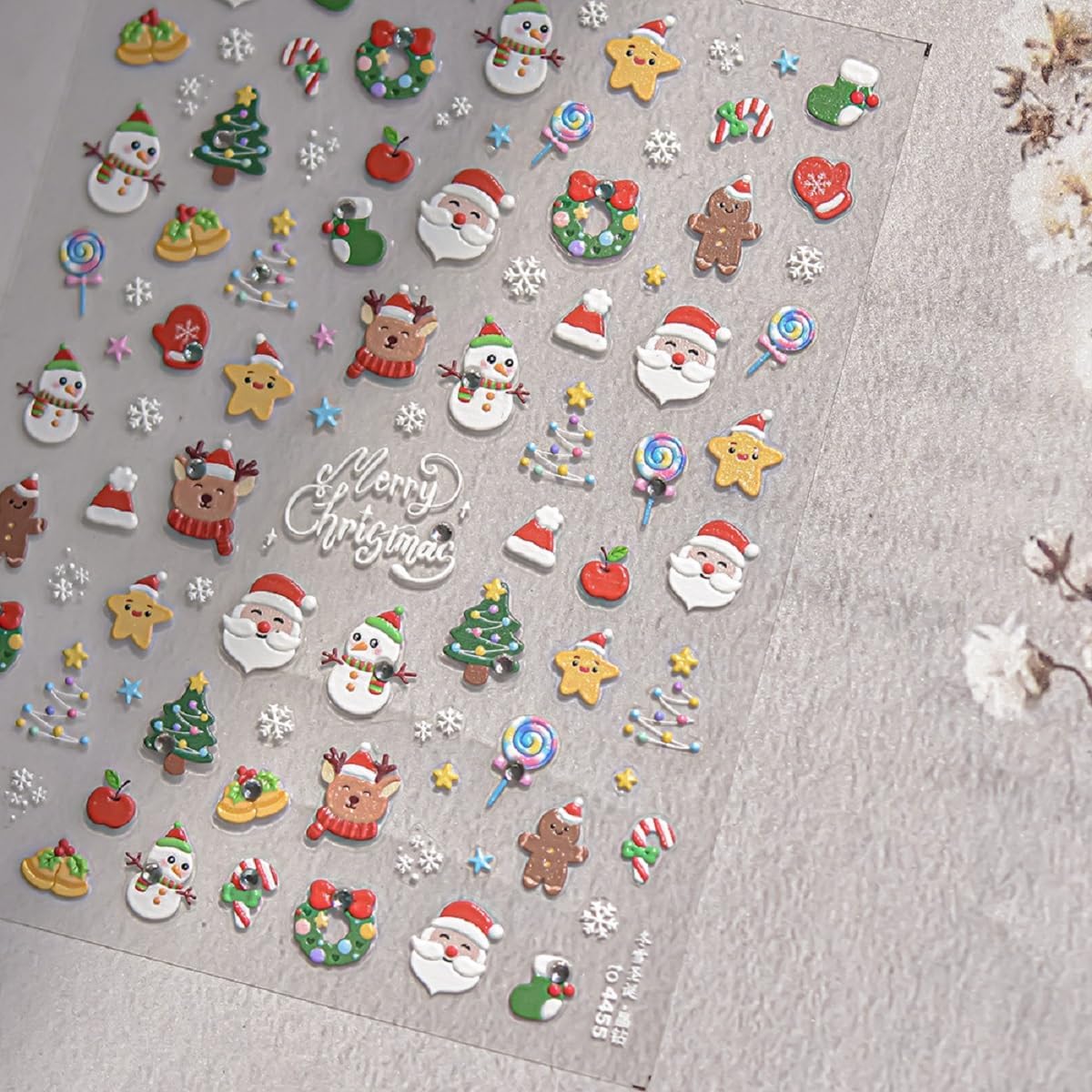 Christmas Nail Art Sticker 5D Embossed Xmas Nail Art Decals Santa Claus Elk Snowman Rhinestone Design Holiday Nail Supplies Winter Manicure Decoration for Women Girls