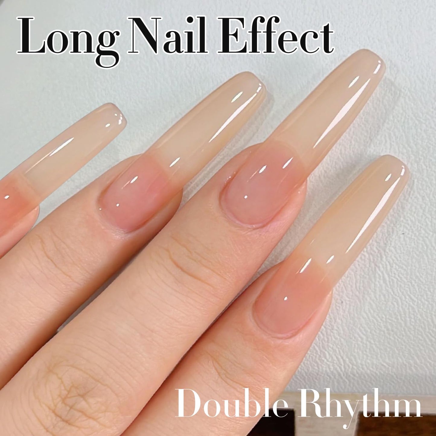 Double Rhythm 0.5Oz Translucent Gel Polish Sheer Neutral Natural Light Milky Same Color Same Bottle 15ML Jelly Art DIY at Home (Neutral Nude Pink-A1368)