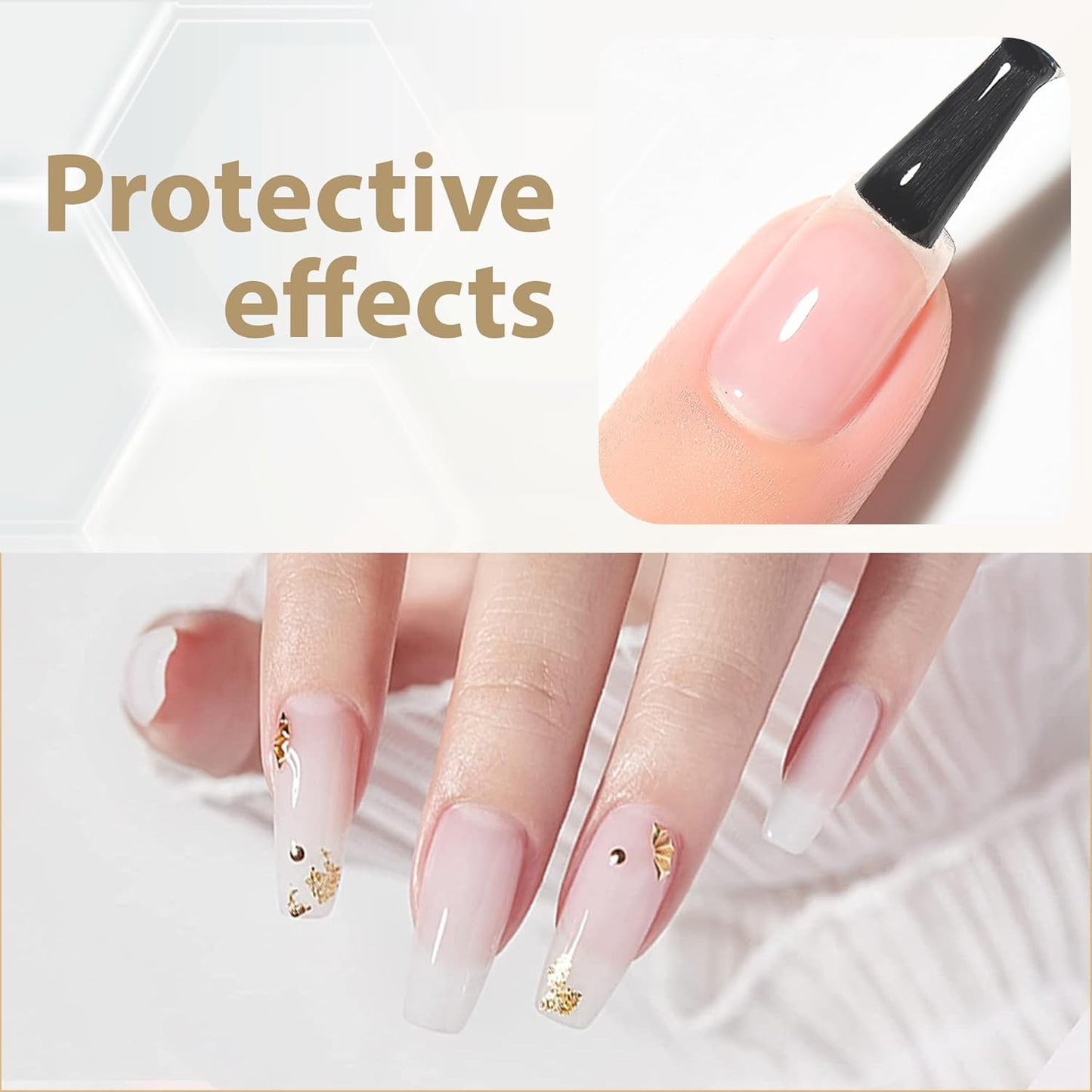 UNA GELLA Base Top Coat Set, 2PCS Gels Top Base Coat Gel Polish U V for Gel Nail Polish, Diamond Shiny, Protects Nails Healthy, Clear Base Coat & No Wipe Top Coat for DIY Nail Art Home