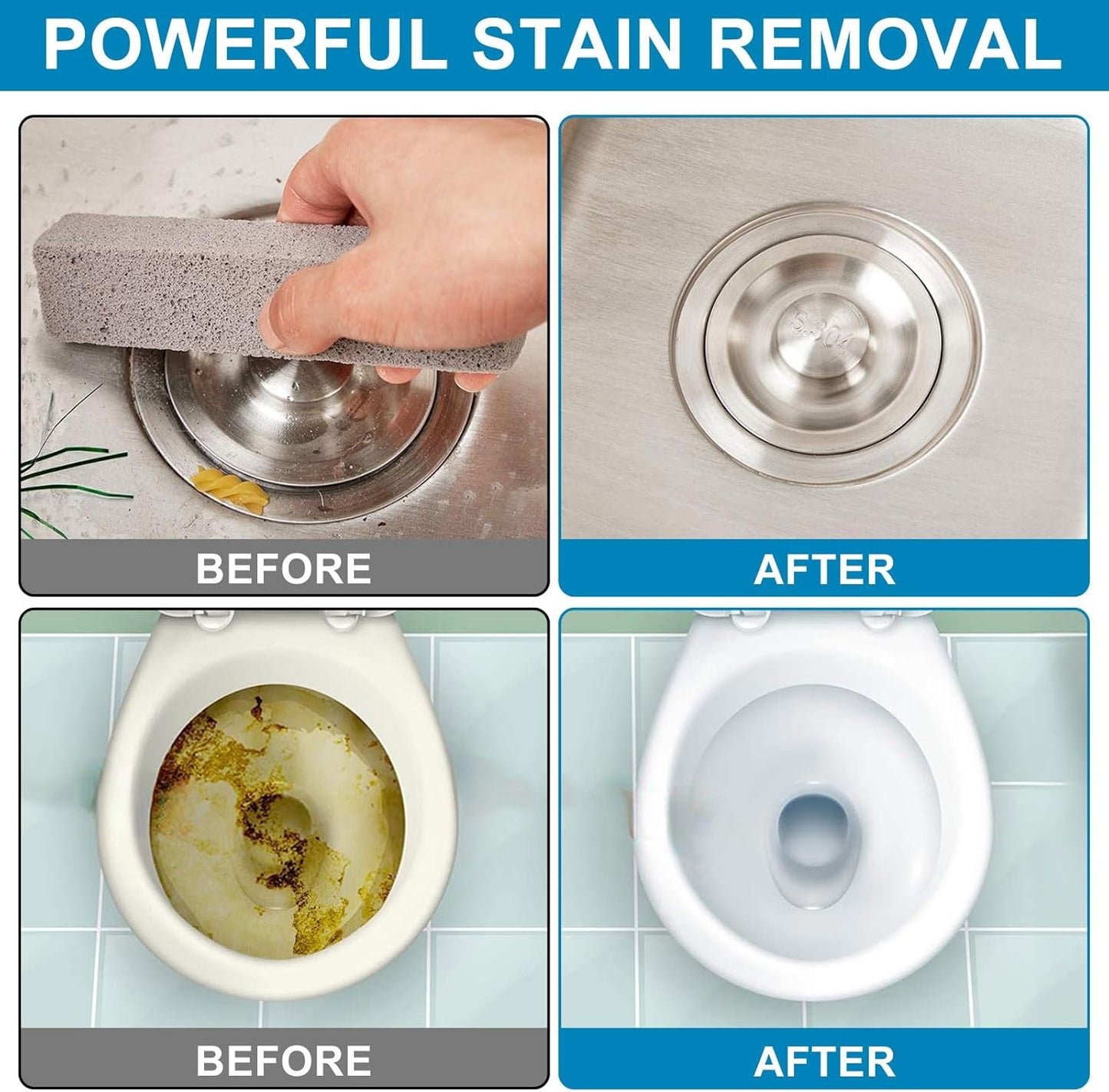 Chinco 6 Packs Pumice Stick for Cheaning, Pumice Scouring Stone Pad Removing Stain Grime Without Leaving Scratches for Kitchen Oven Stove Home Bathroom Toilet Pool House Cleaning Supplies