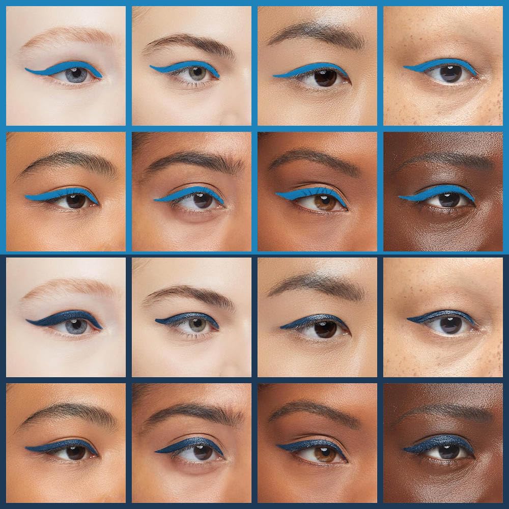 Kaely 2Pcs Light Dark Blue Gel Eyeliner Pencils Set,Waterproof Color Colored Eye Liner Crayon,Cat Eye Stencil Gothic Halloween Makeup,Face Paint Eye Black Stick,delineadores de colores para ojos