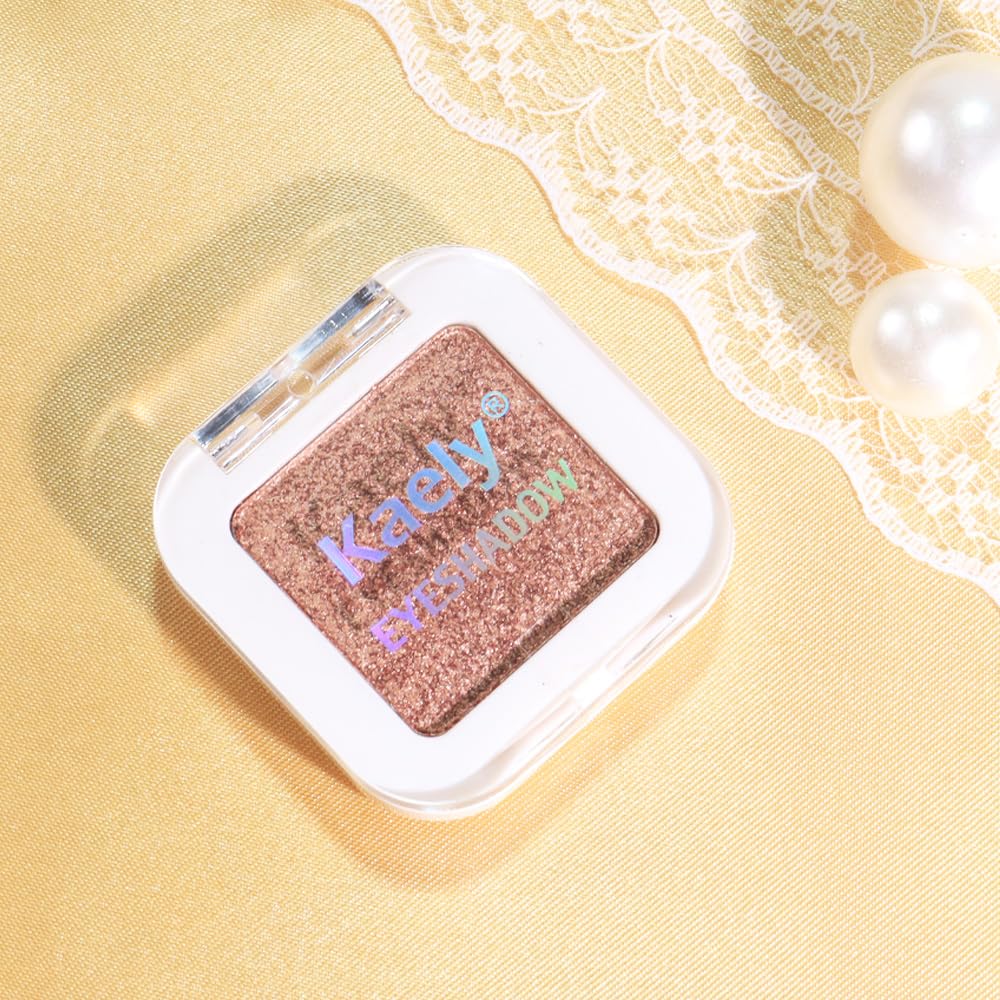 Brown Shimmer Single Eyeshadow Makeup Palette, Natural Brown Single Eye Shades, Mini Travel Palette for Women, Everyday Eyeshadows Makeup 21#