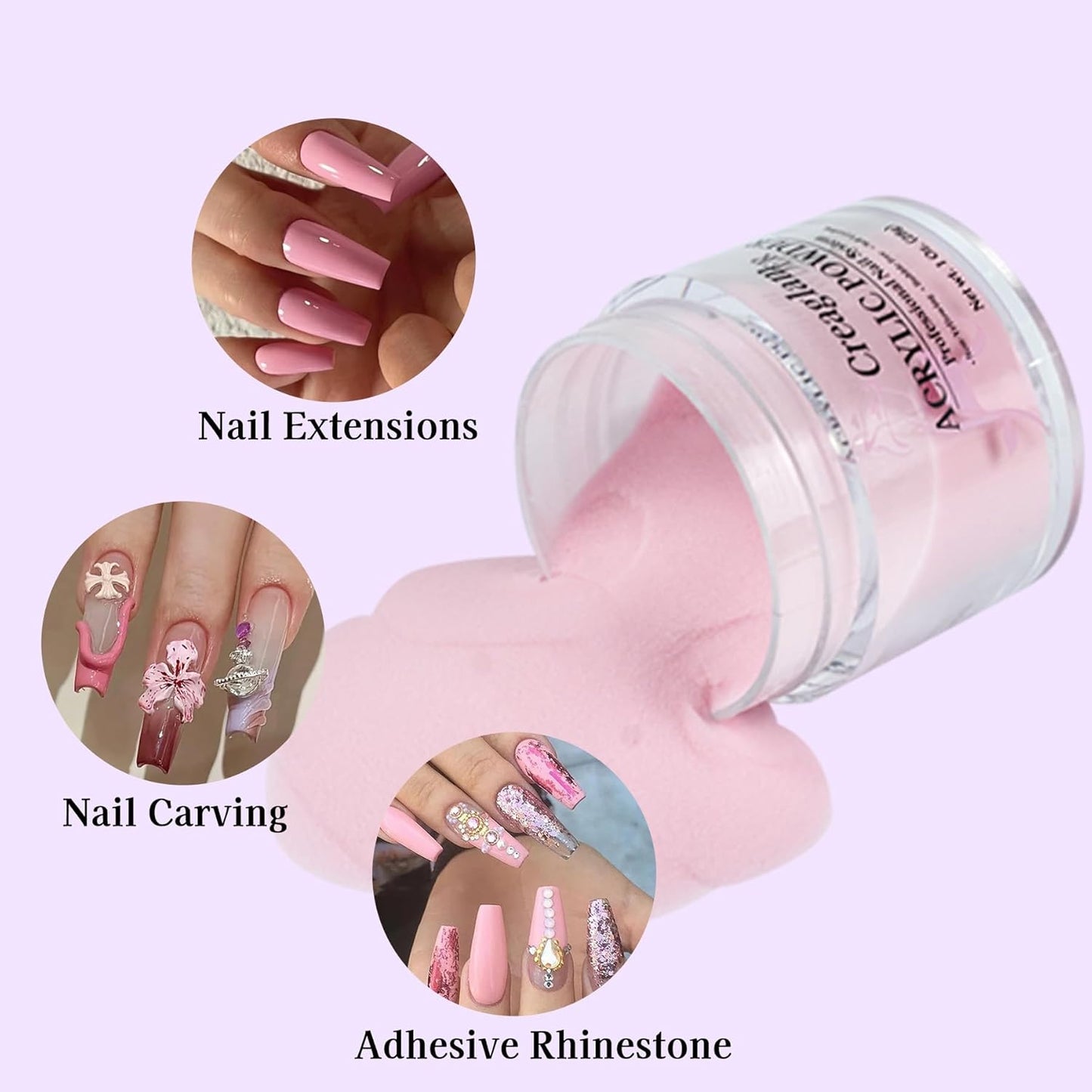 Super Nail Acrylic Powder: 3 Pcs 28g Cover Pink Polymer for 3D Art Carving French Extension - Clear Dark Pink Professional - No Need Lamp