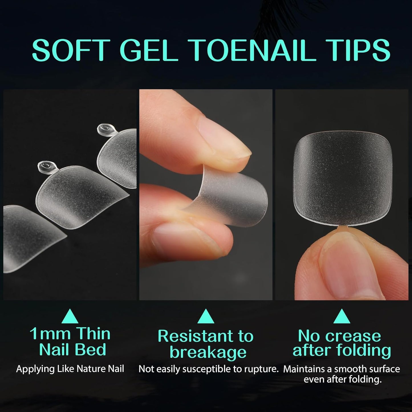 UNA GELLA Toe Nail Tips 504Pcs Short Square False Soft Gel Full Cover Fake Toe Nails Matte Toe Nails 12 Sizes Pre-shape Fake Toenails Gel Toe Nail Tips For Nail Extension Home DIY Nail Salon